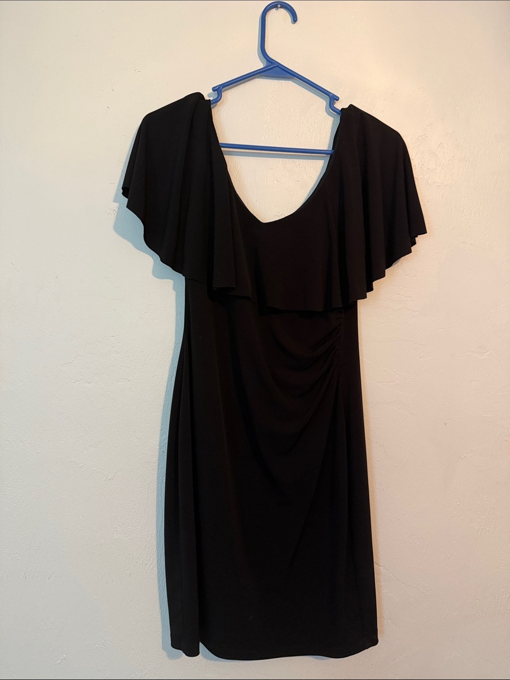 Glamour Black One-Shoulder Asymmetrical Ruffle Dress